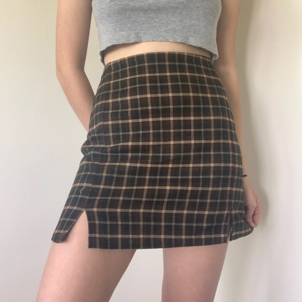 flannel brandy Melville mini skirt